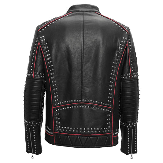Urban Glimmer PU Leather Moto Jacket-BLACK