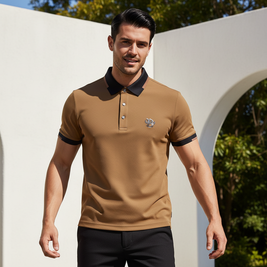 Contrast Trim Performance Polo - El Baron-KHAKI