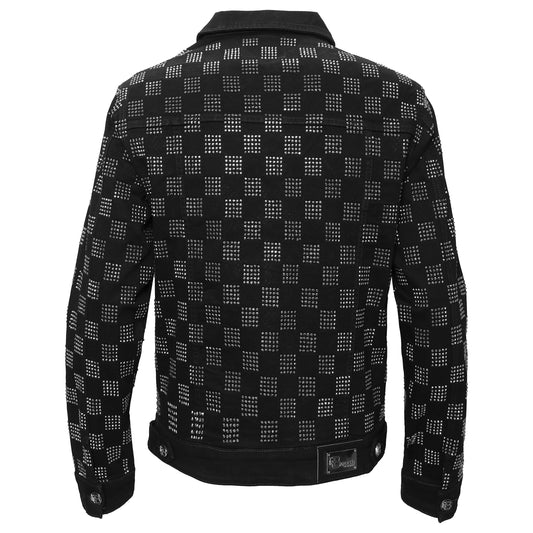 Dazzle Check Denim Jacket-BLACK/SILVER