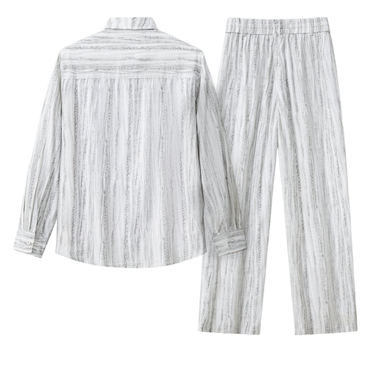 Strata Set – Printed Long Sleeve Shirt & Pant-GREY