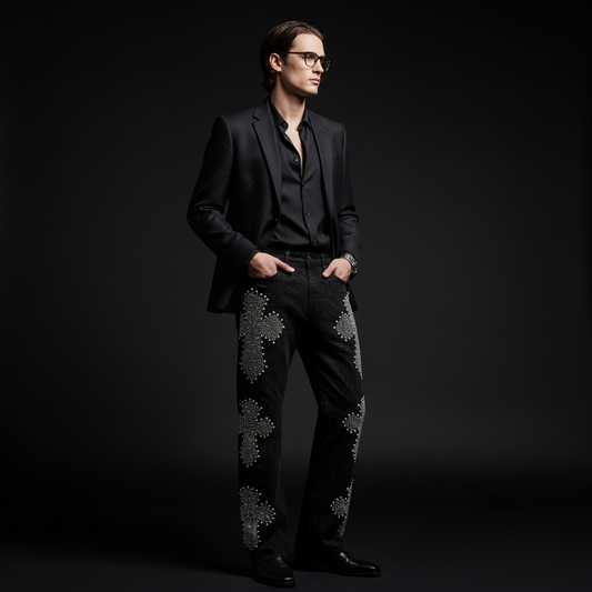 Pantalón vaquero Sanctum Cross – Century Penthouse - NEGRO/PLATA