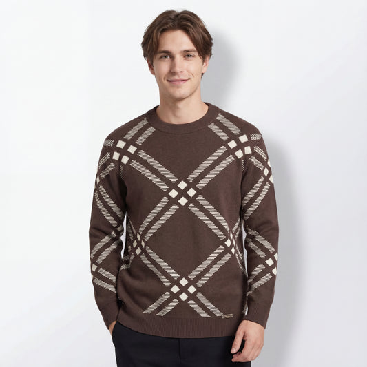 Paramount Lattice Knit LS-BROWN