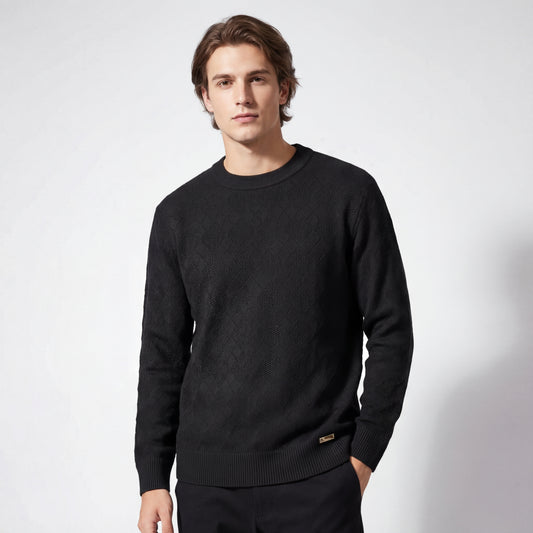 Textura Diamond Knit LS-BLACK