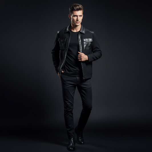 CrocEdge Dual-Fabric Zip Jacket-BLACK