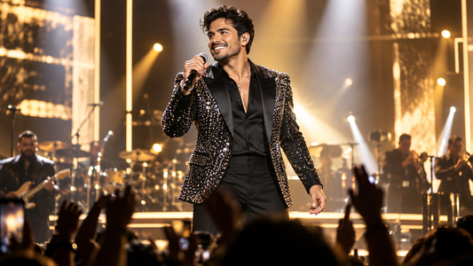 Male singer on stage in a rhinestone blazer