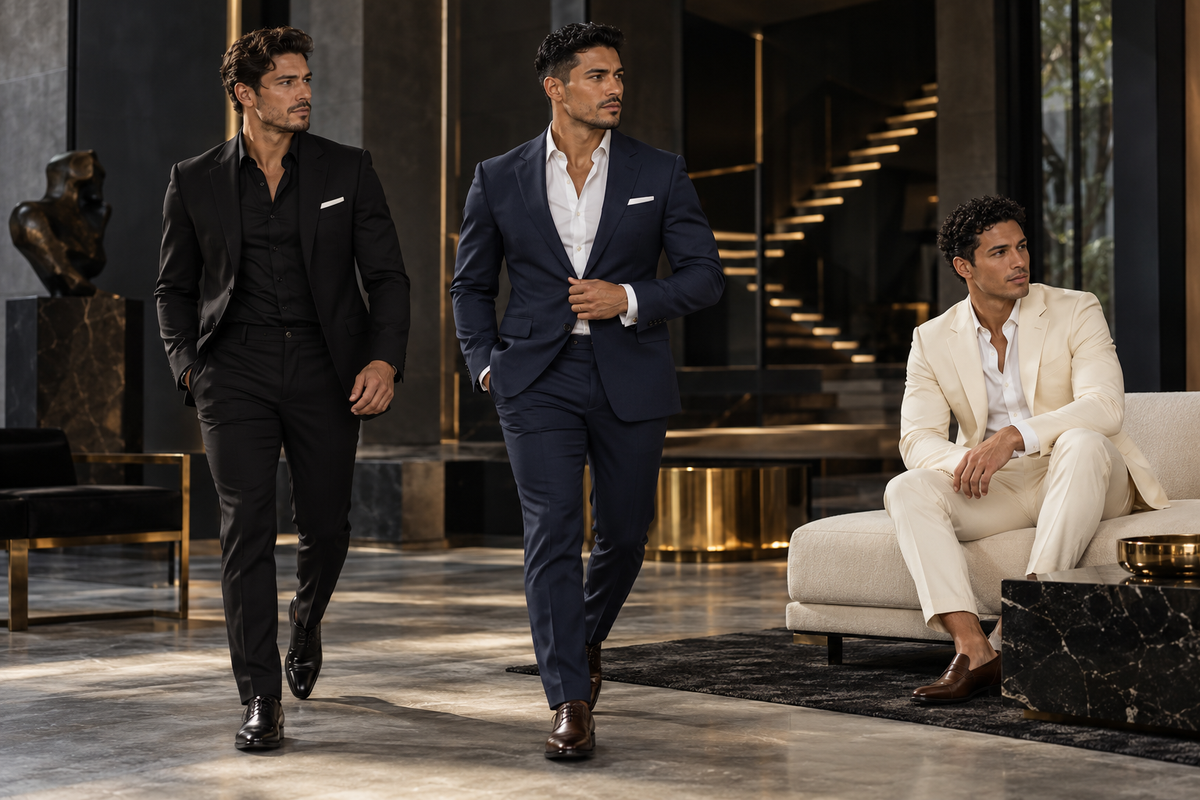Wholesale men's 4-way stretch suits – BAROCCO Los Angeles