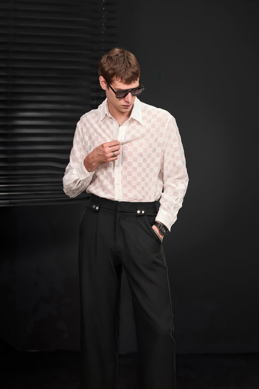 Kingsley Side-Tab Trousers-BLACK