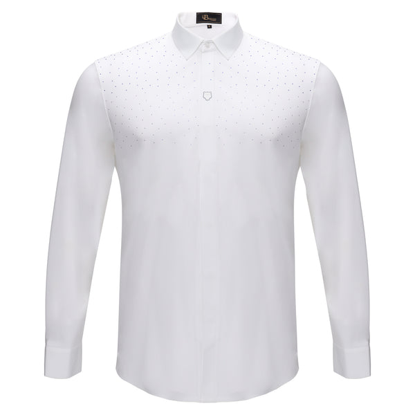 Camisa de vestir con botones Thrill Seeker de manga larga - Blanco/Azul Real