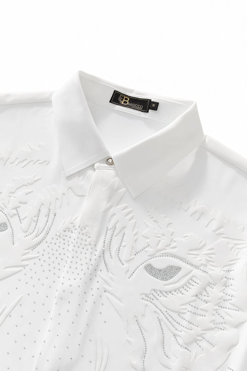 B316-Tigers Wrath Rhinestn Btn LS Shirt-WHITE – view 2