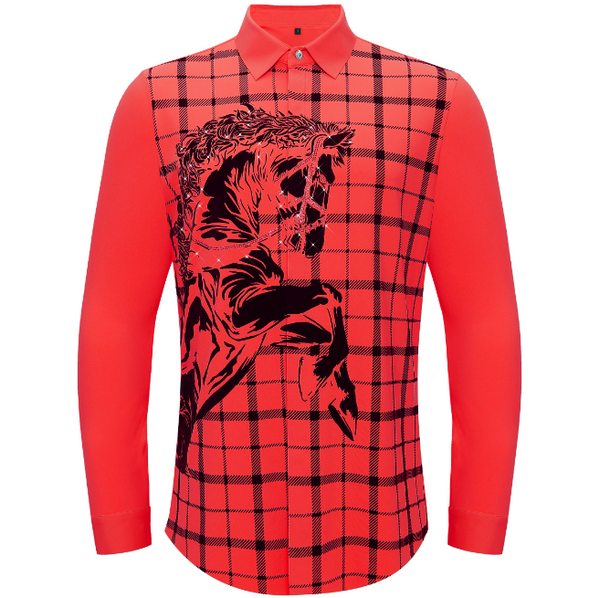 B360 - Bronco Edge Button-Up Shirt-RED