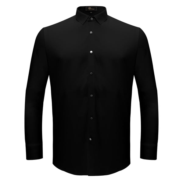 B365 - Silver Sophistication Button-Up Shirt-BLACK