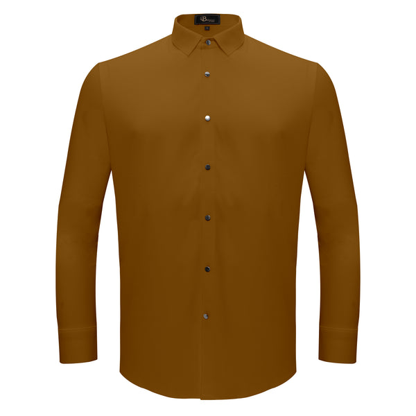 B365 - Silver Sophistication Button-Up Shirt-KHAKI