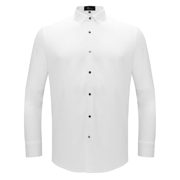B365 - Silver Sophistication Button-Up Shirt-WHITE