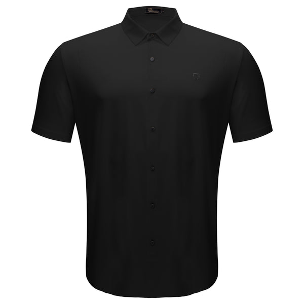 B369 - Apex Spirit Short Sleeve Button-Up-BLACK