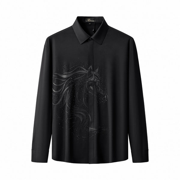 Camisa de manga larga con adornos de semental - NEGRO/NEGRO