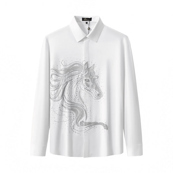Camisa de manga larga con adornos de semental - BLANCA