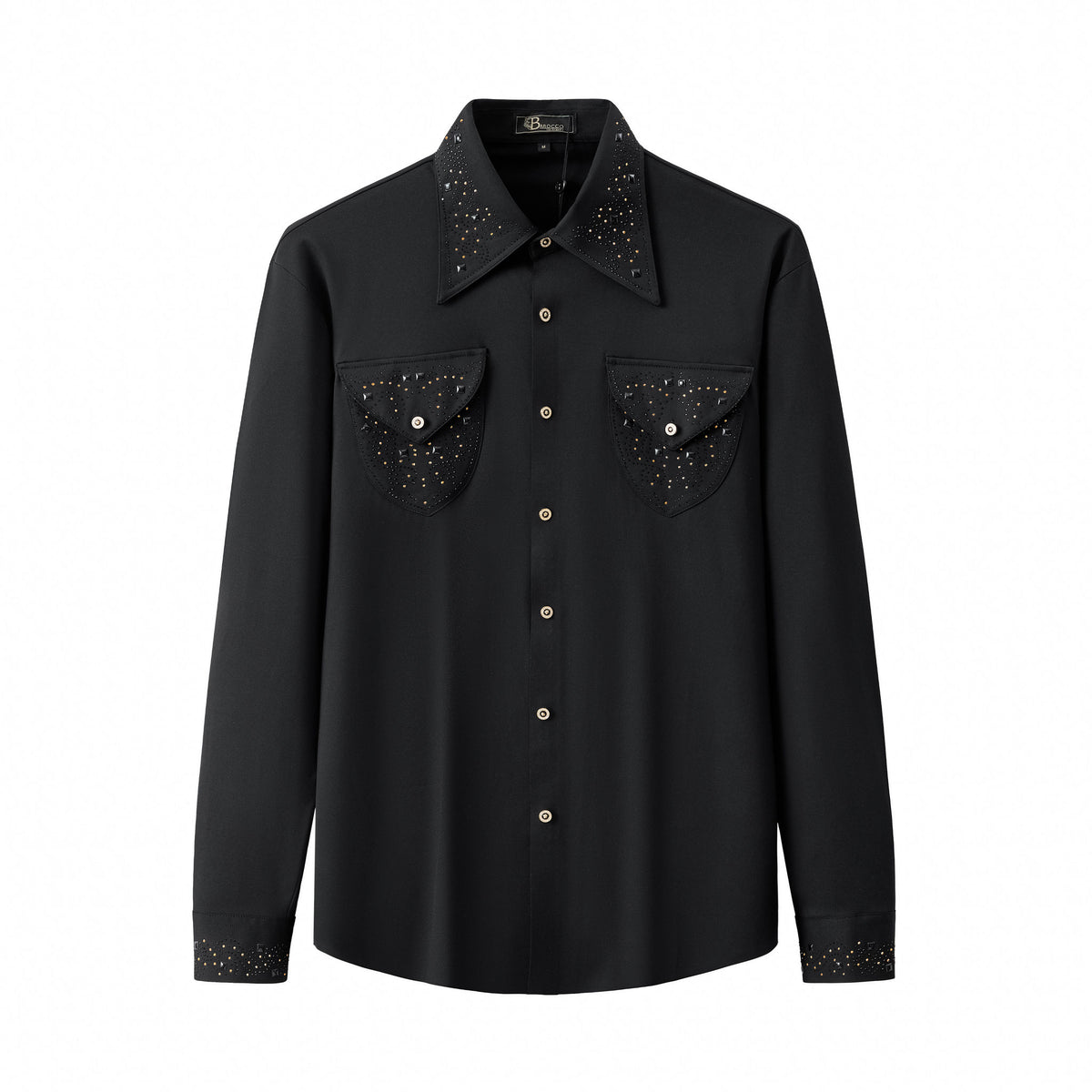B380-Gemstone Crest Performance Shirt-BLACK – BAROCCO wholesale shirts
