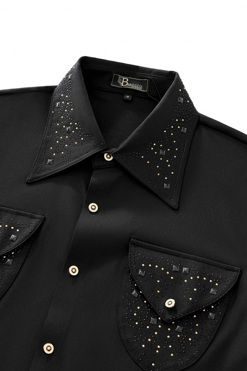 B380-Gemstone Crest Performance Shirt-BLACK – view 2