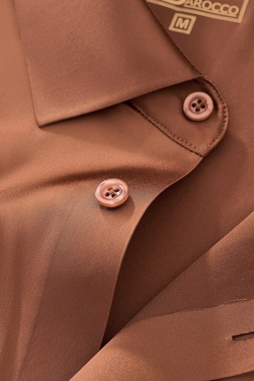B400 - SIGNATURE SATIN STITCHLESS LS Shirt-COFFEE – view 5