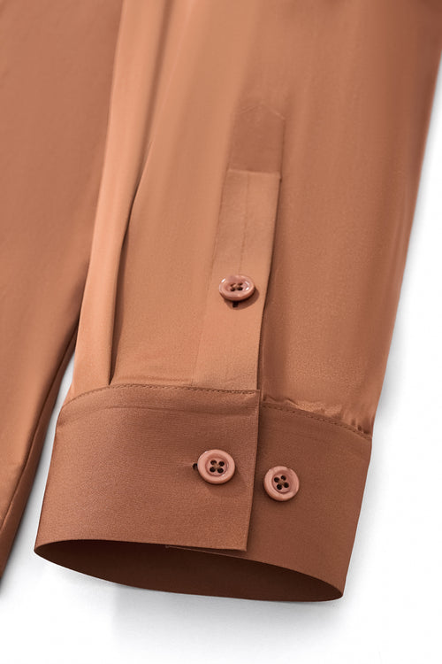 B400 - SIGNATURE SATIN STITCHLESS LS Shirt-COFFEE – view 6