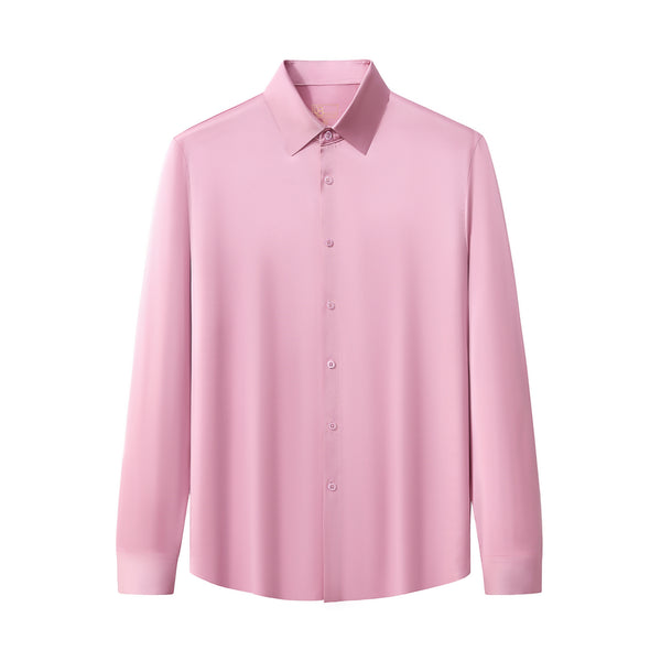 Camisa de manga larga sin costuras de satén Signature - Rosa polvoriento