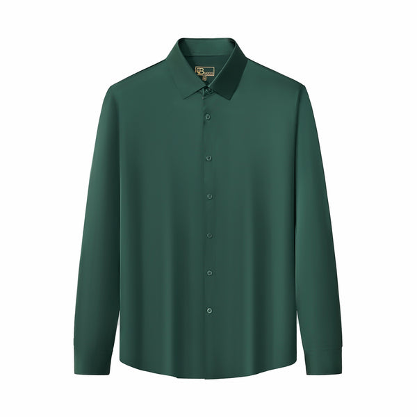 Camisa de manga larga sin costuras de satén Signature - Verde bosque