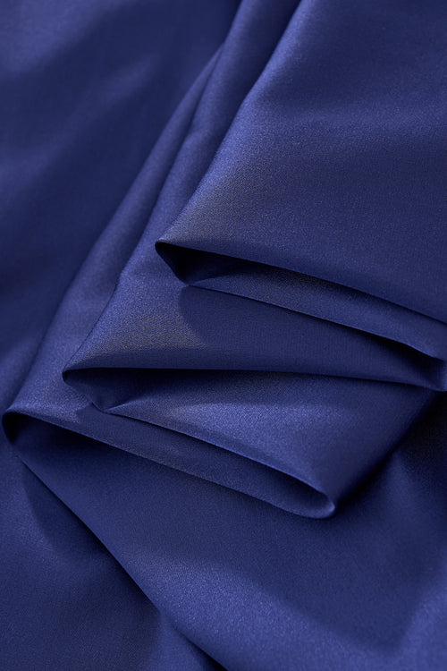 Camisa de manga larga sin costuras de satén Signature - Azul marino – view 3