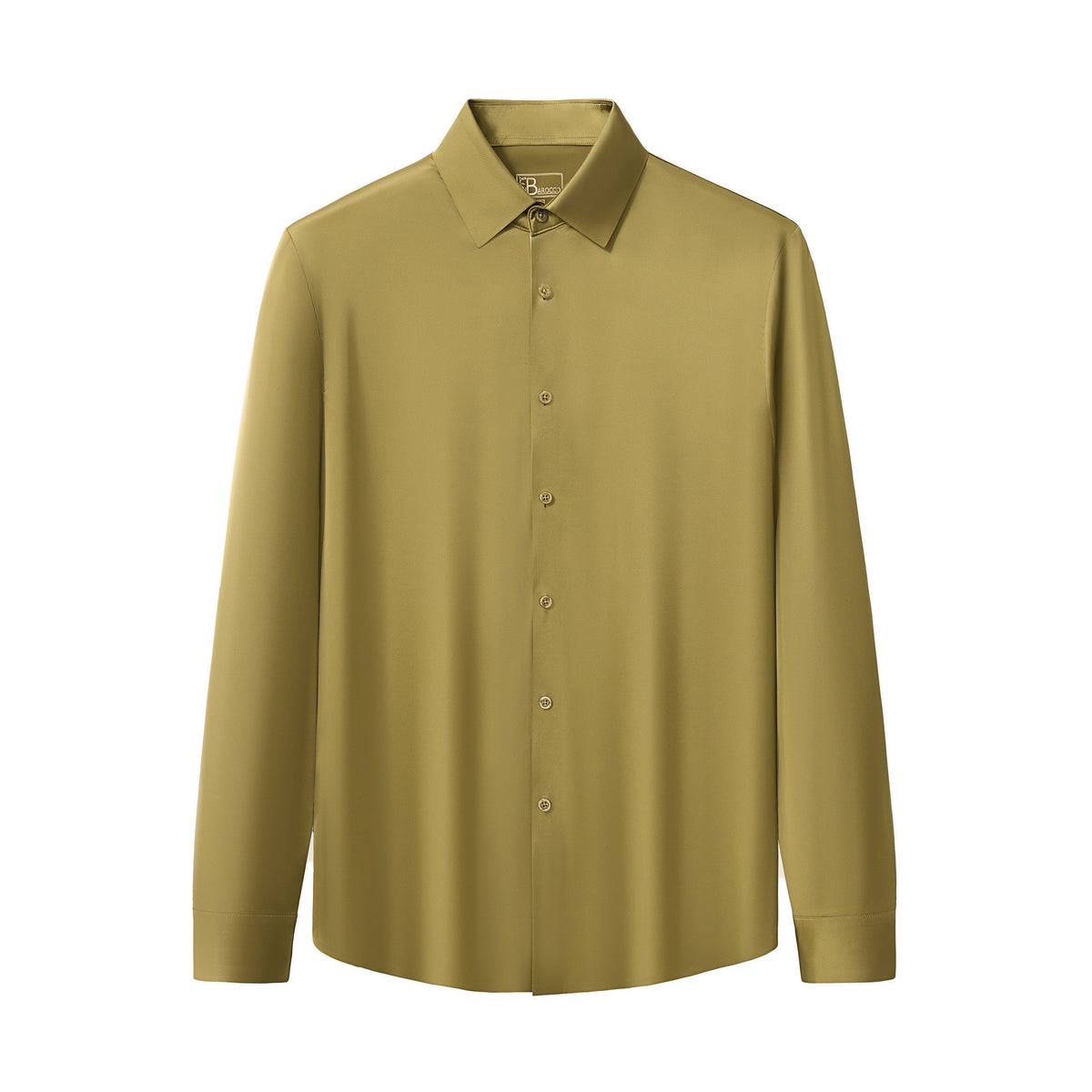 B400 - SIGNATURE SATIN STITCHLESS LS Shirt-OLIVE – BAROCCO wholesale shirts