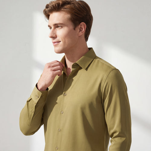 B400 - SIGNATURE SATIN STITCHLESS LS Shirt-OLIVE