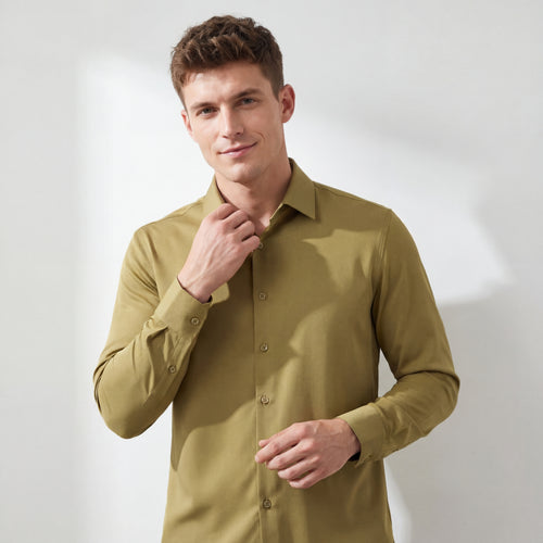 B400 - SIGNATURE SATIN STITCHLESS LS Shirt-OLIVE
