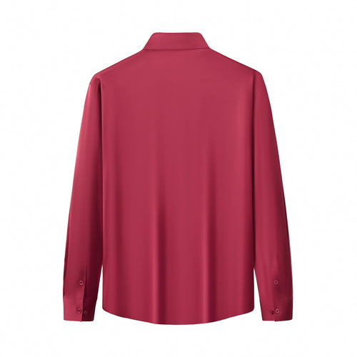 B400 - SIGNATURE SATIN STITCHLESS LS Shirt-WINE – view 3