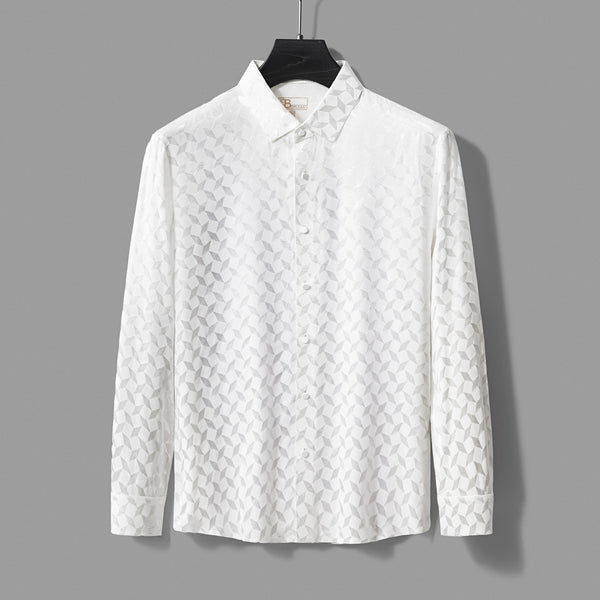 B406 - Optic Tessellation Stitchless LS Shirt-IVORY