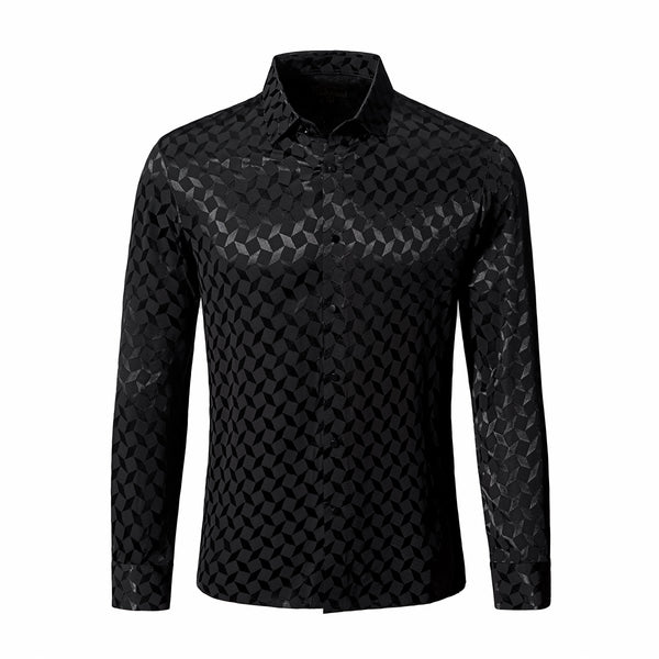 B406 - Optic Tessellation Stitchless LS Shirt-BLACK
