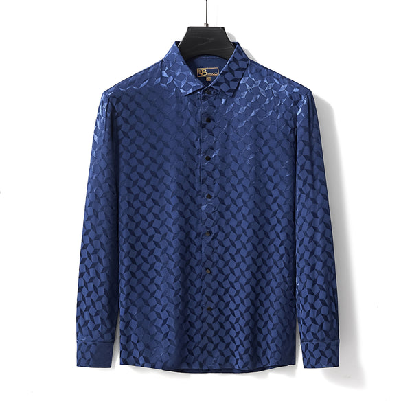 B406 - Optic Tessellation Stitchless LS Shirt-NAVY