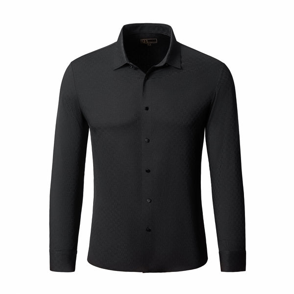 Camisa de manga larga sin costuras con tejido táctil - NEGRA