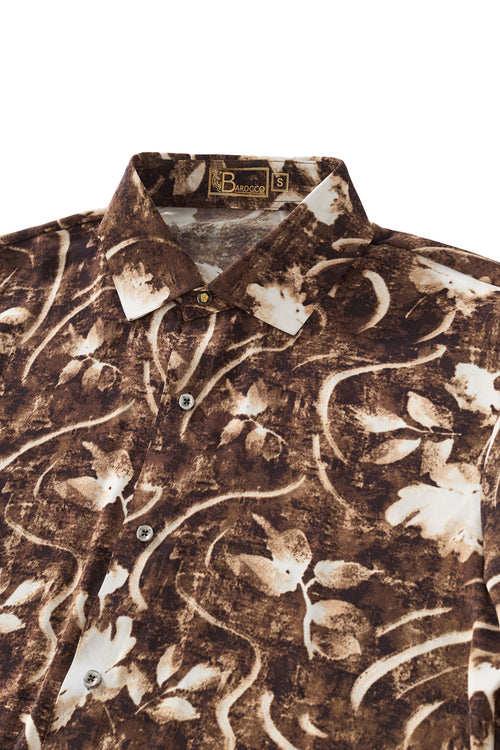 B421-Espresso Botanical Shirt-BROWN – view 2