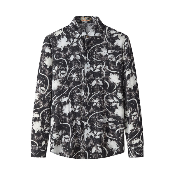 B422-Midnight Botanical Shirt-BLACK