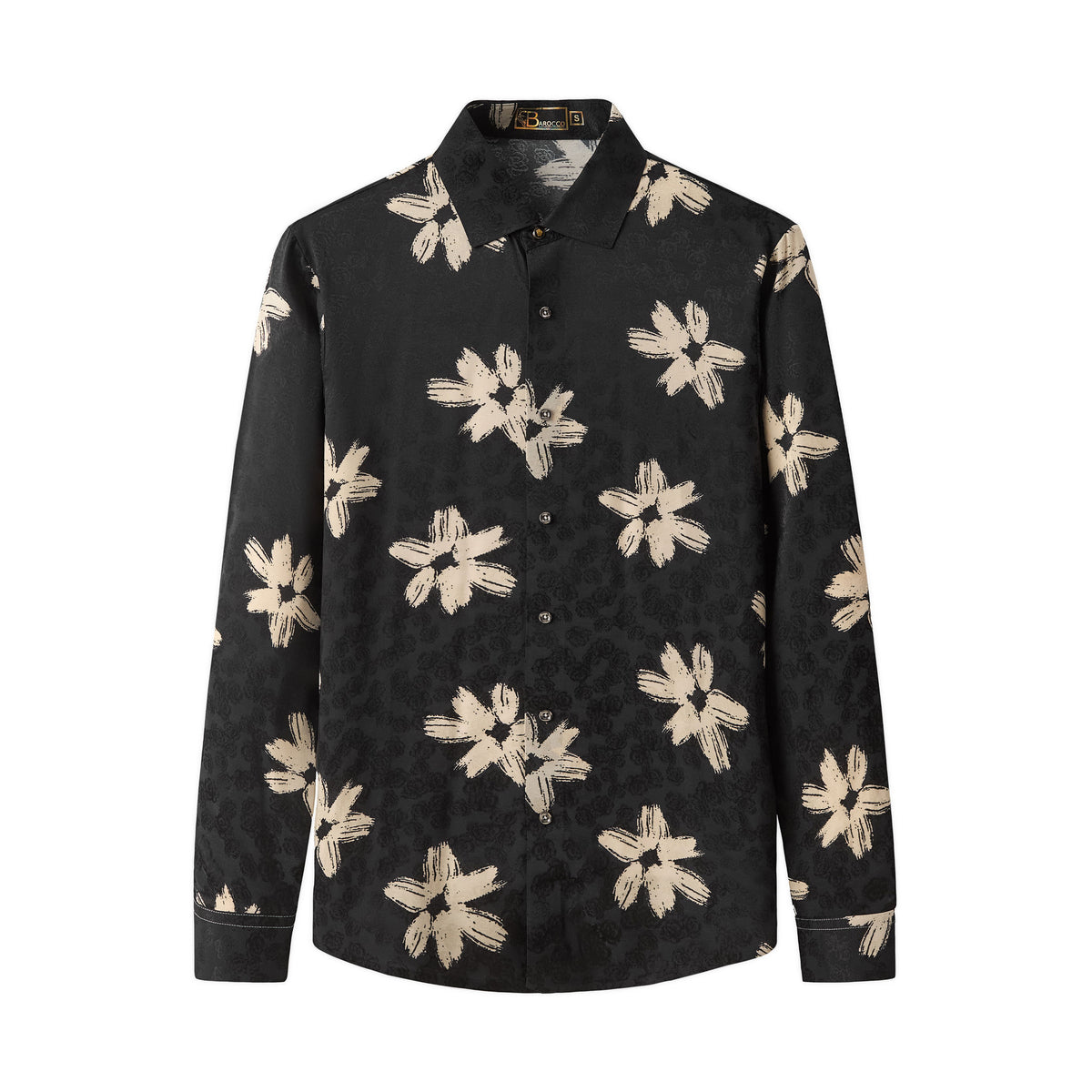 B428-Brush Bloom Shirt-BLACK – BAROCCO wholesale shirts