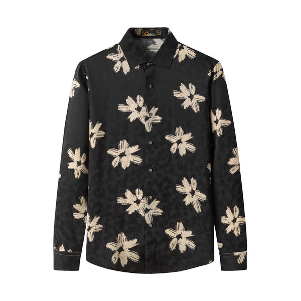 B428-Brush Bloom Shirt-BLACK