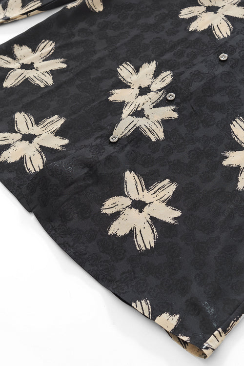 B428-Brush Bloom Shirt-BLACK – view 5
