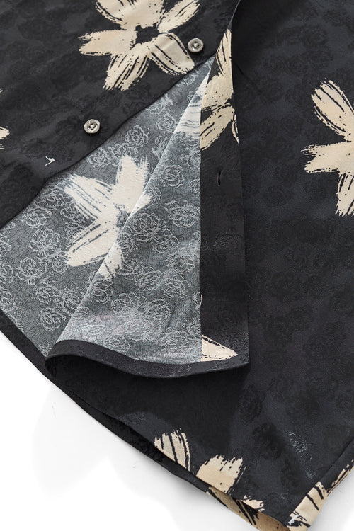 B428-Brush Bloom Shirt-BLACK – view 6
