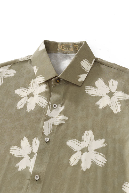 B428-Brush Bloom Shirt-GREEN – view 2