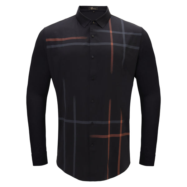 B523 - Checkmate Plaid Button-Up Shirt-BLACK