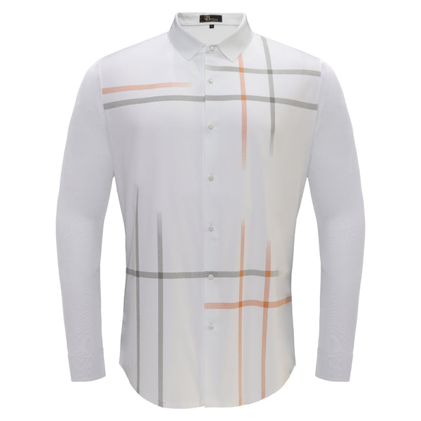 B523 - Checkmate Plaid Button-Up Shirt-WHITE