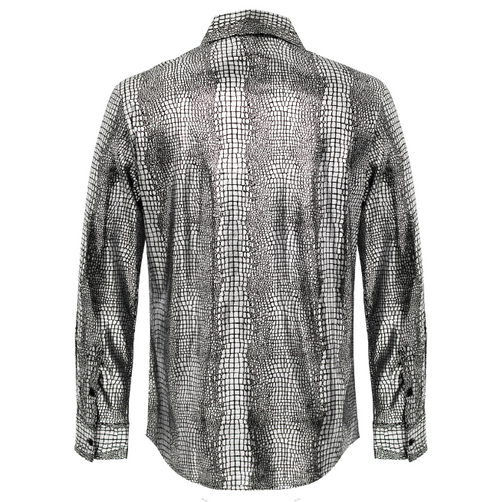 B551 - Bright Affluence Button-Up Shirt-SILVER