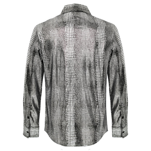 B551 - Bright Affluence Button-Up Shirt-SILVER