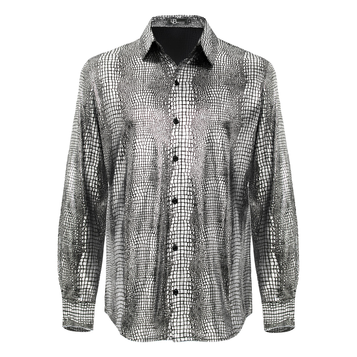 B551 - Bright Affluence Button-Up Shirt-SILVER