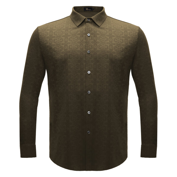 B555 - Power Flex Button-Up Shirt-BROWN