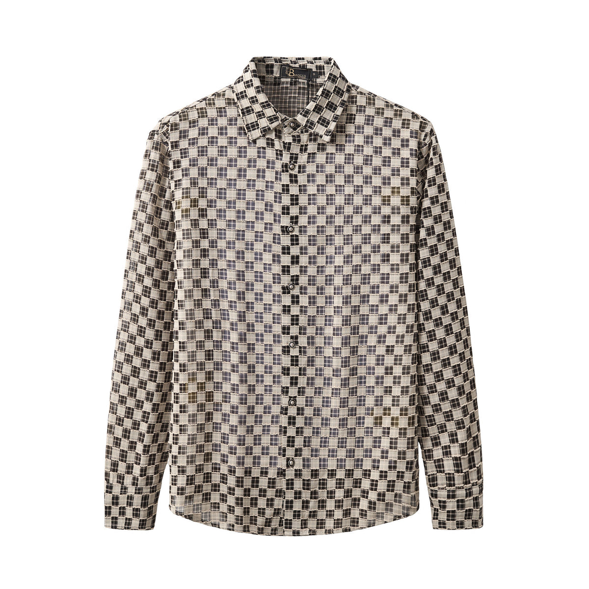 B571-Textured Grid Shirt-GREY – BAROCCO wholesale shirts