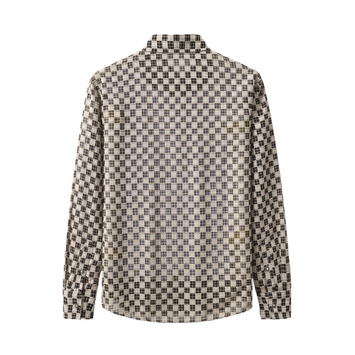 B571-Textured Grid Shirt-GREY – view 1
